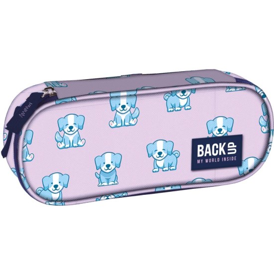 BackUp tolltartó, ovális, cipzáras, kék kiskutyás