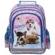 Cleo & Frank kétrekeszes elsős iskolatáska lányoknak, rózsaszín-kék, kutyás