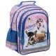Cleo & Frank kétrekeszes elsős iskolatáska lányoknak, rózsaszín-kék, kutyás