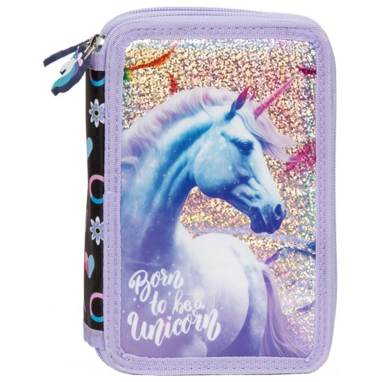 Kétrekeszes emeletes tolltartó felszereléssel, Born to be Unicorn