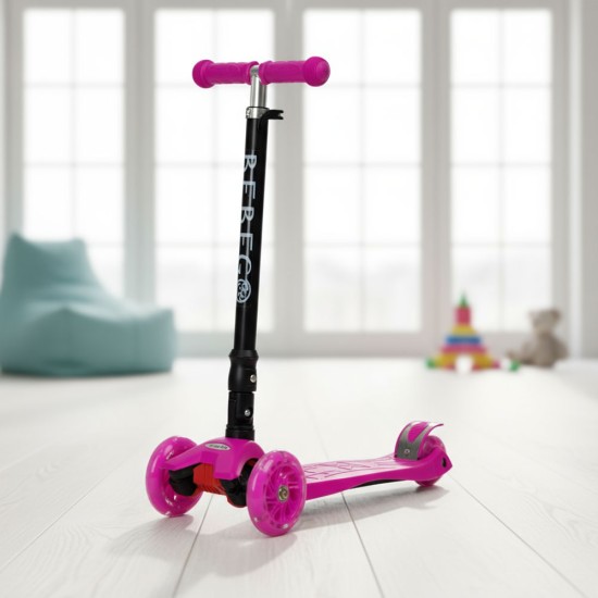 WIGO összecsukható, 3 kerekű, LED-es gyerekroller kislányoknak, pink