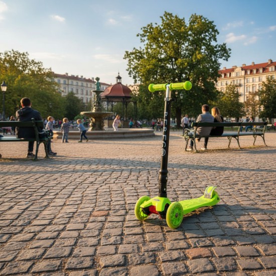 WIGO összecsukható, 3 kerekű, LED-es gyerekroller, zöld