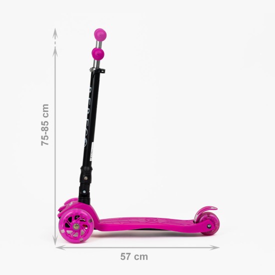 WIGO összecsukható, 3 kerekű, LED-es gyerekroller kislányoknak, pink
