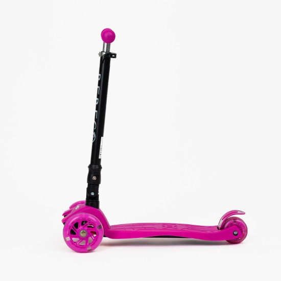WIGO összecsukható, 3 kerekű, LED-es gyerekroller kislányoknak, pink