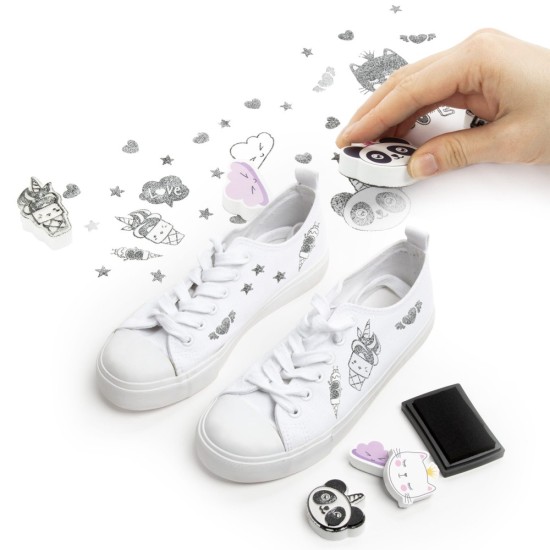 14 db-os gumibélyegző készlet, szövet- és cipődíszítéshez - Kidea