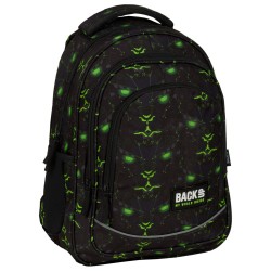 BackUP ergonomikus iskolatáska és hátizsák fiúknak, háromrekeszes, green hologram