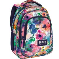 BackUP ergonomikus iskolatáska és hátizsák, háromrekeszes, flower aquarell art
