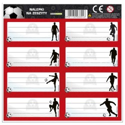 Backup füzetcimke, iskolai matrica könyvekhez és füzetekhez, focis mintával