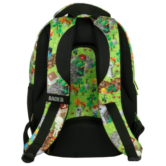 BackUP iskolatáska/gyerek hátizsák fiúknak, háromrekeszes, Minecraft gamer