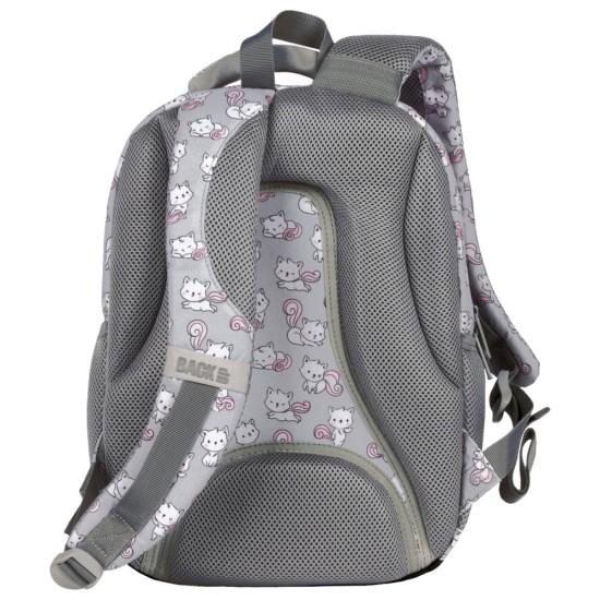 BackUP gyerek iskolatáska/hátizsák lányoknak, háromrekeszes, funny cats, cicás