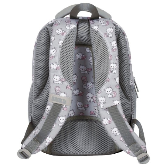 BackUP gyerek iskolatáska/hátizsák lányoknak, háromrekeszes, funny cats, cicás