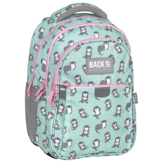 BackUP gyerek hátizsák lányoknak, háromrekeszes, kicsi hód, azúrkék