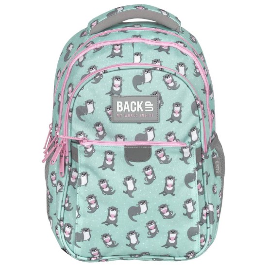 BackUP gyerek hátizsák lányoknak, háromrekeszes, kicsi hód, azúrkék