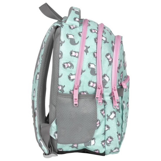 BackUP gyerek hátizsák lányoknak, háromrekeszes, kicsi hód, azúrkék