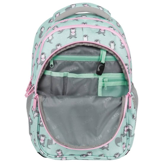 BackUP gyerek hátizsák lányoknak, háromrekeszes, kicsi hód, azúrkék