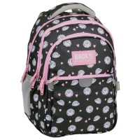 BackUP gyerek hátizsák lányoknak, háromrekeszes, süni, fekete
