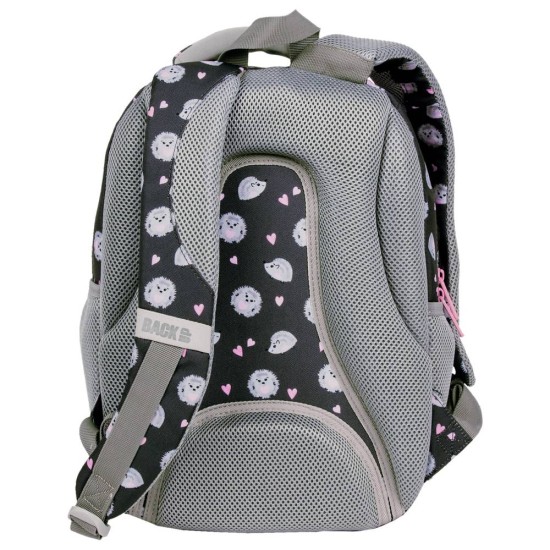 BackUP gyerek hátizsák lányoknak, háromrekeszes, süni, fekete