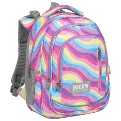 BackUP gyerek iskolatáska/hátizsák lányoknak, rainbow waves, szirvárványos