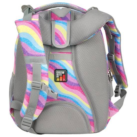 BackUP gyerek iskolatáska/hátizsák lányoknak, rainbow waves, szirvárványos