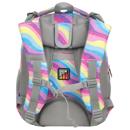 BackUP gyerek iskolatáska/hátizsák lányoknak, rainbow waves, szirvárványos