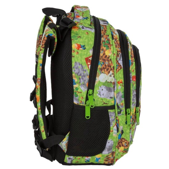 BackUP iskolatáska és hátizsák fiúknak, 3 rekeszes, Minecraft Gamer