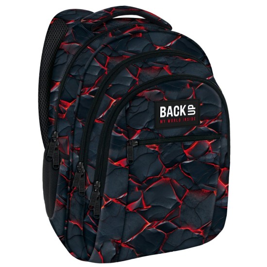 BackUP iskolatáska, hátizsák háromrekeszes, láva orange