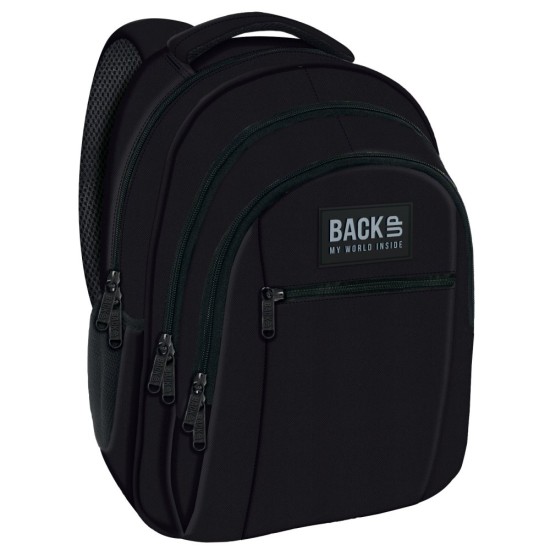 BackUP iskolatáska, hátizsák háromrekeszes, simple black