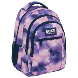BackUP iskolatáska, hátizsák lányoknak, háromrekeszes, pink-lila aquarell