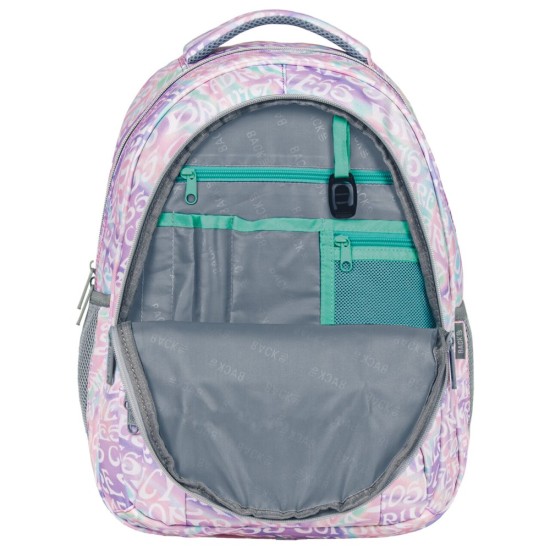 BackUP iskolatáska, hátizsák lányoknak, háromrekeszes, pink pasztell