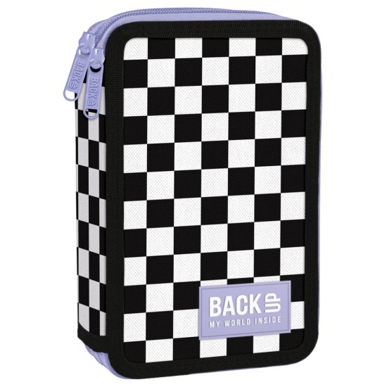 BackUP kétemeletes tolltartó lányoknak, felszereléssel, pepita fantasy