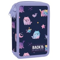 BackUp háromrekeszes, emeletes tolltartó, felszereléssel, cica univerzum