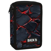 BackUp kétrekeszes, emeletes tolltartó, felszereléssel, láva orange