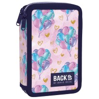 BackUp kétrekeszes, emeletes tolltartó, felszereléssel, lufis rózsaszín