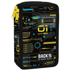 BackUp kétrekeszes, emeletes tolltartó, felszereléssel, technical yellow