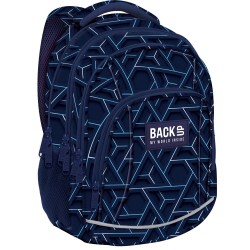 BackUP négyrekeszes iskolatáska, hátizsák, blue triangles