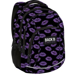 BackUP négyrekeszes iskolatáska, hátizsák, glitter pink kisses