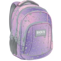 BackUP négyrekeszes iskolatáska, hátizsák, rózsaszín silver glitter