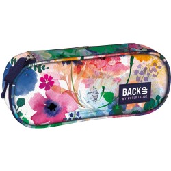 BackUP tolltartó lányoknak, ovális, cipzáras, flower aquarelle art