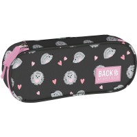 BackUP tolltartó lányoknak, ovális, cipzáras, süni, fekete