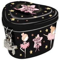 Balerinás persely lányoknak, szív alakú, lakattal zárható Balerinás persely lányoknak, szív alakú, lakattal zárható