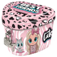 Best Friends persely lányoknak, szív alakú, lakattal zárható Best Friends persely lányoknak, szív alakú, lakattal zárható