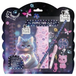 Cleo és Frank 2 az 1-ben napló + írószer készlet, cicás