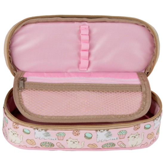 Cleo & Frank egyrekeszes cicás ovális tolltartó lányoknak, Sweet Heart