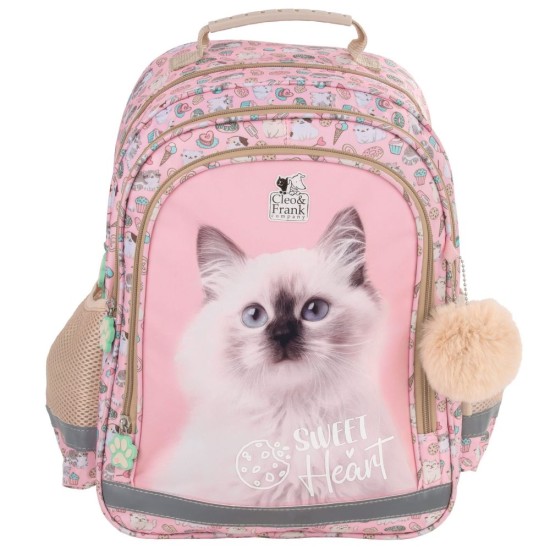 Cleo & Frank ergonomikus iskolatáska és hátizsák lányoknak, cicás, Sweet Heart