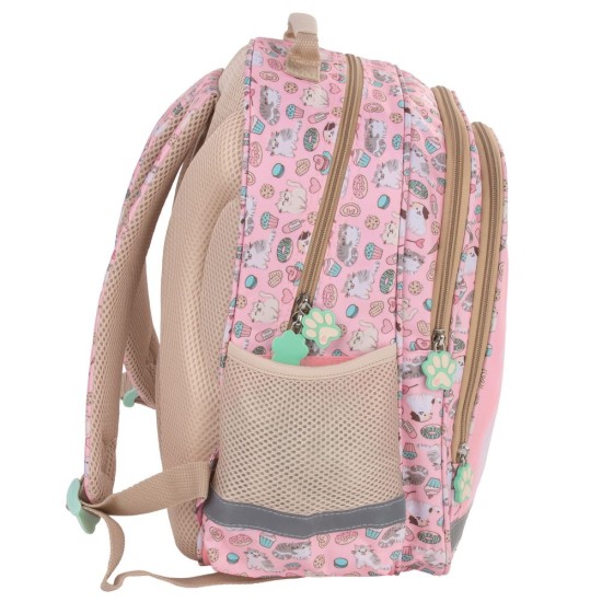 Cleo & Frank ergonomikus iskolatáska és hátizsák lányoknak, cicás, Sweet Heart
