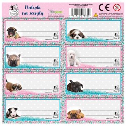 Cleo & Frank füzetcimke, iskolai matrica könyvekhez és füzetekhez, kiskutyás