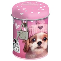 Cleo & Frank henger alakú persely lányoknak, kék – rózsaszín, kiskutyás Cleo & Frank henger alakú persely lányoknak, kék – rózsaszín, kiskutyás