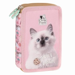 Cleo & Frank kétemeletes cicás tolltartó lányoknak, felszerelt, Sweet Heart