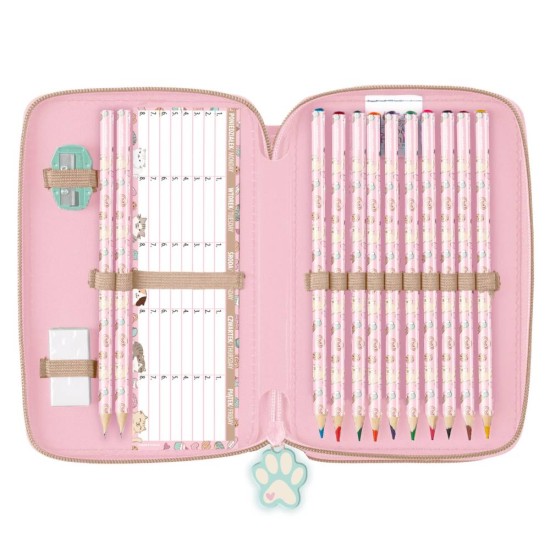 Cleo & Frank kétemeletes cicás tolltartó lányoknak, felszerelt, Sweet Heart