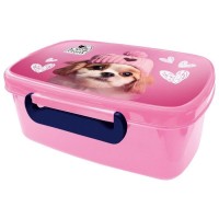 Cleo & Frank műanyag csatos uzsonnás doboz lányoknak, kék – rózsaszín, kiskutyás Cleo & Frank műanyag csatos uzsonnás doboz lányoknak, kék – rózsaszín, kiskutyás